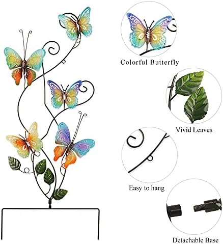 Metal Butterfly Stake for Garden Ornaments Outdoor, Large Colorful Butterfly Sculpture, Decorative Animal Flower Stakes for Patio Lawn Yard Decoration, 83 x 26 CM