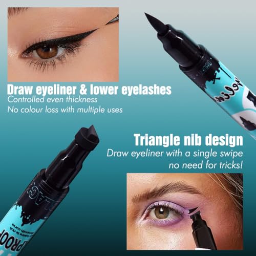 Delineador de Ojos Líquido Negro Adurello 2 en 1 miniatura 5