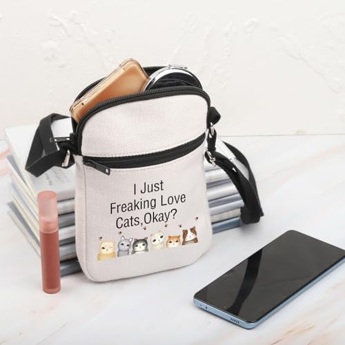 PLITI Cat Crossbody Bags Cat Lover Gifts Crazy Cat Lady Birthday Gift I Just Freaking Love Cats Crossbody Purse 5