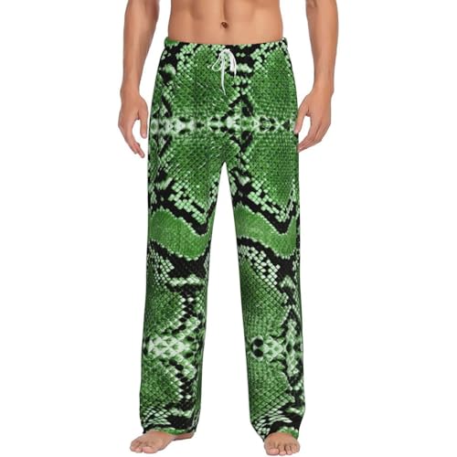 Pantalon de pyjama léger homme en imprimé serpent vert pour l'été