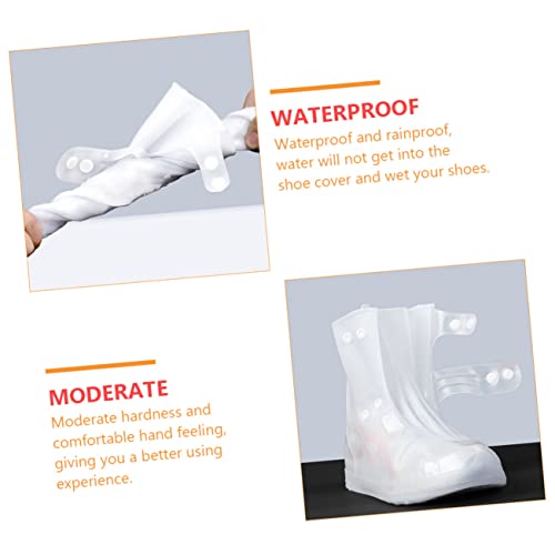 Outanaya 1 par de cubiertas impermeables para zapatos de silicona para lluvia, tallo alto, PVC blanco para niños miniatura 3