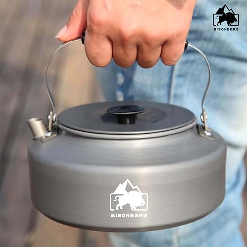 Image of BISONBERG 0.8L Portable Water Kettle Water Pot | Teapot Coffee | Tea Kettle Outdoor Camping Hiking Picnic Pot - Aluminum Alloy (Orange)