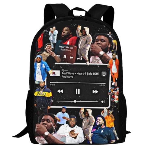 Rod Wave Backpack,3d Print Laptop Backpack Lightweight Casual Daypack Bookbag 16.5 In, 17 Inch