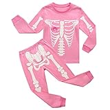 RKOIAN Little Boys Girls' Pajamas Sets Glow in The Dark Toddler Pjs Cotton Kids Sleepwear (5T, Pink/Skeleton)