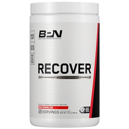 BARE PERFORMANCE NUTRITION BPN Recover Post-Workout Enhanced Muscle Recovery Drink Mix, Watermelon, 25 Servings