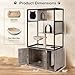MEDEHOO Cat Litter Box Enclosure, Cat Tree with Hidden Litter Box Furnitur，Front Entry Kitty Washroom Furniture for Indoor Cats (Grey)