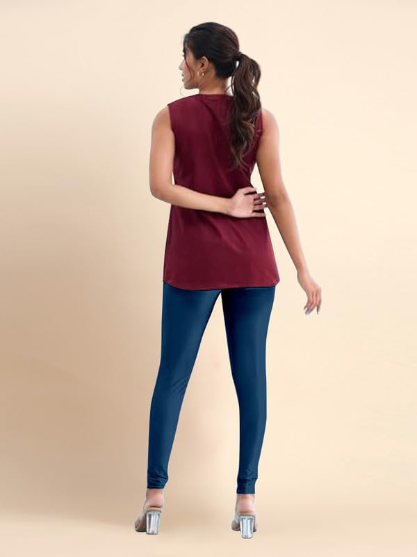 Image of TRENDMALLS Women's Microfiber Elastane Stretch Soft Churidar Length Leggings with Ultrasoft Waistband
