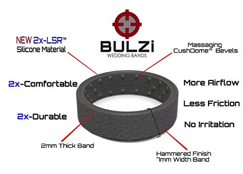 Pulseiras de casamento BULZi, anel de silicone premium de ajuste confortável massageador com fluxo d