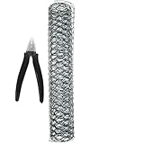 VINTORKY Green Coated Floral Chicken Wire Mesh Netting for Garden Plant Support 35cm X 100cm with Wire Cutter for Vegetable Beds and Flower Pots Random Color