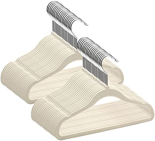 GoodtoU Kids Hangers Velvet 50 Pack -Baby Felt Hangers Non Slip Toddler Hangers Childrens Hangers for Kid Beige