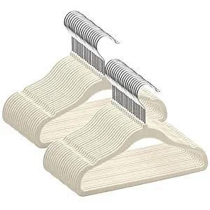 Baby Hangers Velvet 50 Pack Kids Non Slip Hangers Childrens Hangers for Kid Beige