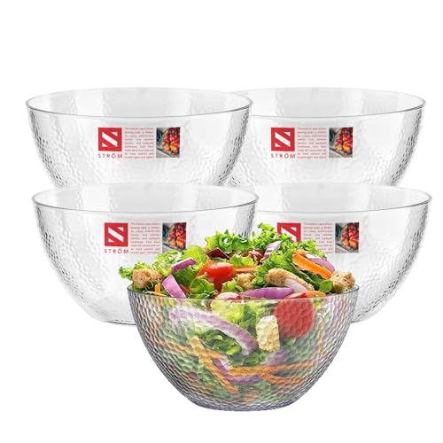 HOMESHOPA Serving Bowls, 5 Pack 60 oz Clear Plastic Mixing Bowls, Reusable Lightweight Durable Popcorn Salad Bowls, Round Multi-Use Kitchen Cooking Bowl Set for Party, Picnic, Outdoor Dining