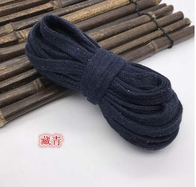 FINCOS 15m/lot 1cm Colorful Cotton Flat Rope tie Rope Binding for Hoodie hat Sport Trousers Waist Rope Sewing DIY Craft accessories1972 - (Color: anvy Blue)