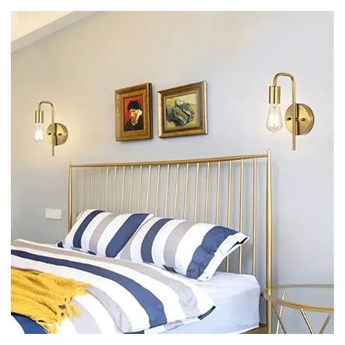 Iluminación interior E27 con aplique de pared nórdico dorado para salón 5
