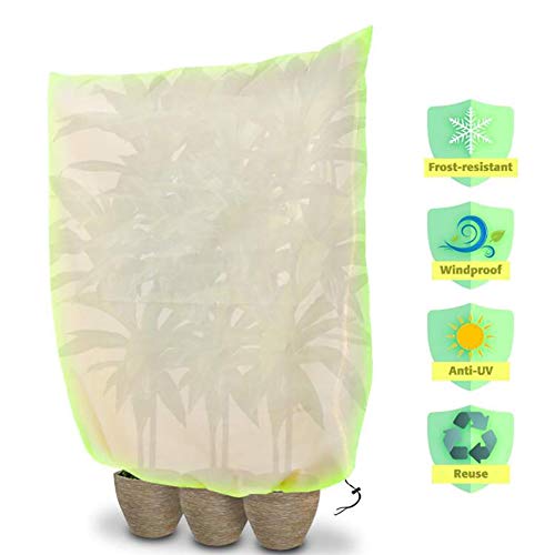 Preisvergleich Produktbild Thursday April Winterschutz für Pflanzen Kübelpflanzensack Pflanzenschutzsack Frostschutzhaube beige super Stark für Plant Covers Pflanzenabdeckung Gartenvlies Abdeckvlies180 x 120CM