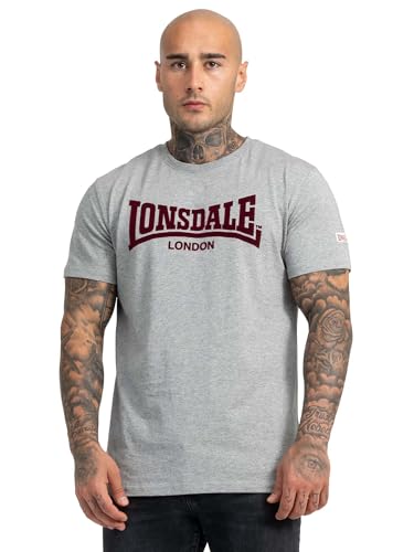 Lonsdale LL008 ONE Tone, Marl Grey/Oxblood, XL Men's Regular Fit T-Shirt, Marl Grey/Oxblood, XL