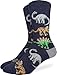 Good Luck Sock Men's Jurassic Dinosaur Crew Socks - Black, Adult Shoe Size 7-12