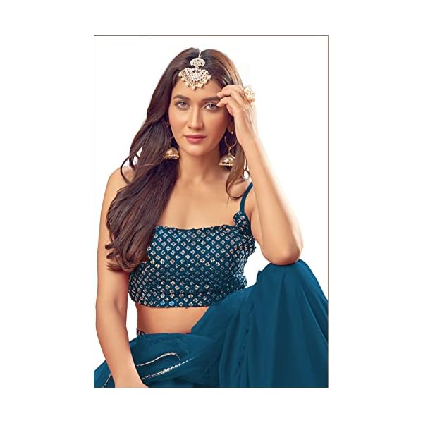 Dhrishafashion® Women's Georgette Semi Stitched Lehenga Choli For Wedding (flaired Ghaghra Cholis SF-ver1no Red1 Free… - Image 4