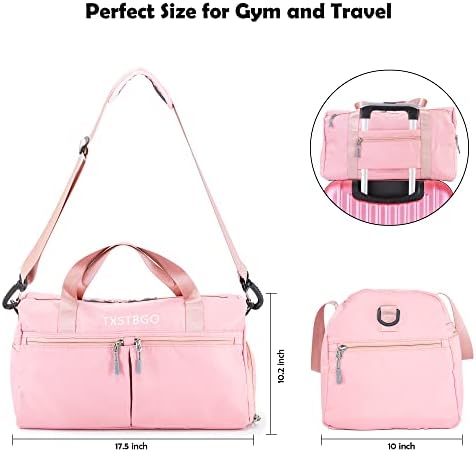 Gym Bag for Women,TXSTBGO 30L Duffle bag women,Small gym bag with Wet Pocket & Shoes Compartment,Waterproof Travel bag Sports Gym Bag for Football Dance Sports Gyms Swimming(pink) 6 Gym Bag for Women,TXSTBGO 30L Duffle bag women,Small gym bag with Wet Pocket & Shoes Compartment,Waterproof Travel bag Sports Gym Bag for Football Dance Sports Gyms Swimming(pink)