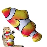 ➔【Materiali affidabili】 Questo giocattolo per gatti con pesci in movimento è realizzato in tessuto di cotone e peluche corto, quindi il giocattolo per pesci è morbido e forte. Il motivo a pesci artificiali in 3D rende i pesci realistici e più attraenti per il tuo gatto. Il tuo gatto ama abbracciare e combattere con i pesci.