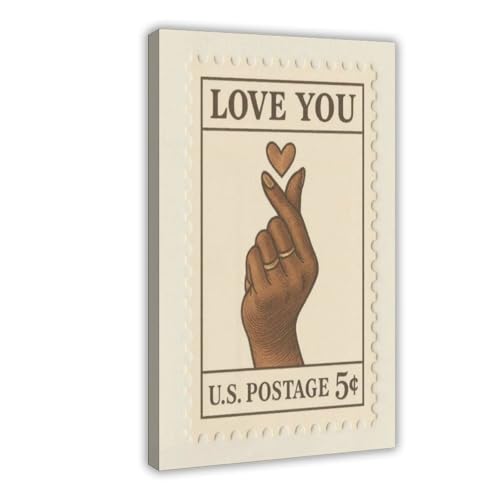 Toile timbres d'amour rétro minimalistes pour infuser de la poésie et de la douceur chez soi