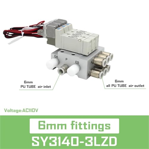 Vanne de commande de cylindre SY3140 avec embase 5 stations pour circuit d'air 6mm - 3