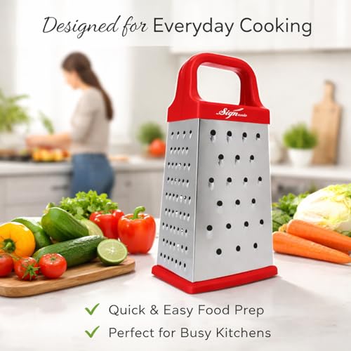 Image of Signamio 5 in 1 Grater Stainless Steel Box, Vegetable Slicer for Kitchen - Multi-Function Carrot Grater Machine, Premium Design for Effortless and Efficient Food Preparation - Multicolor