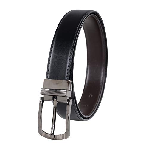 Image of Keviv PU-Leather Formal, Casual & Reversible Belts For Men (Black /Brown) (GB-)