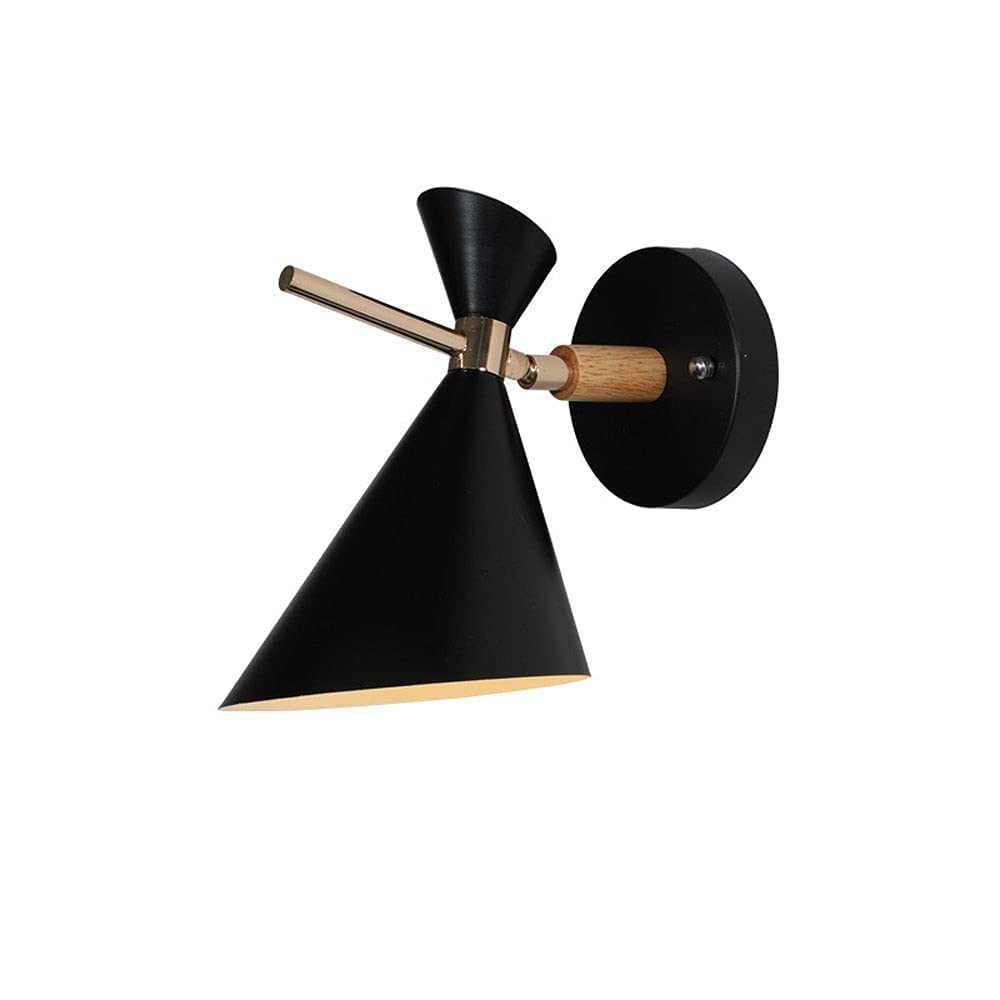 SXECAEPS Nordic Wall Lamp Bedroom Bedside Light, 360° Rotation Sconce Metal Lantern, Modern Headboard Lighting Fixtures for Reading Corridor Living Room Study Room/Black