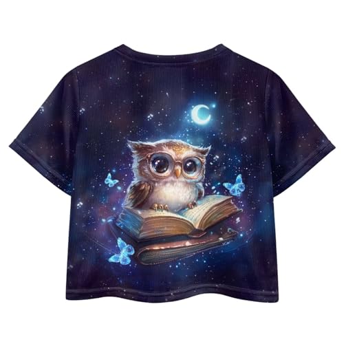 Image of Girls Crop Tops Cute Short Sleeve Shirts Fashion Tees for Kids Casual Crewneck Blouses Size 8-16 Years