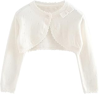 Baby Girls Cardigan Sweater Bolero Shrugs Toddler Kids Knitted Long Sleeve Button Closure Cropped Dress Up Jacket Tops
