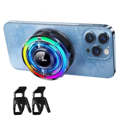 Mag-Safe Phone Cooler for Gaming, Cell iPhone Cooling Fan Hot Weather, Portable RGB Mobile Enfriador...