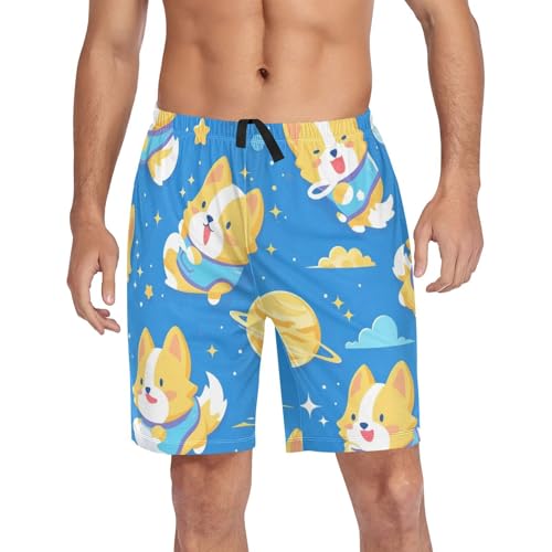 Men's Short Pajama Bottoms Dog Cute Galaxy Funny Home Casual Sleep Pants4