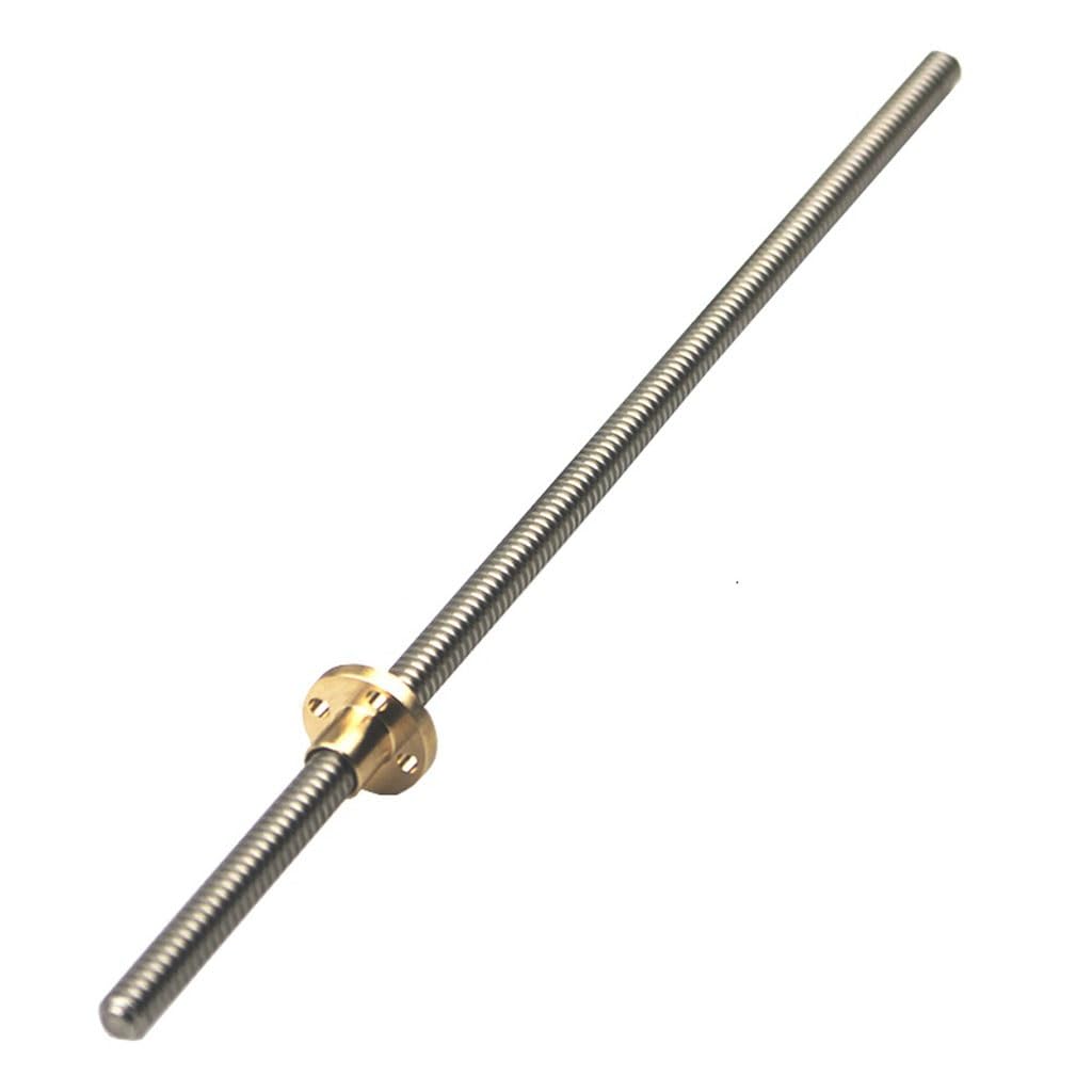 Precyzyjna śruba pociągowa trapezowa, Śruba pociągowa T8 Miedziany gwint trapezowy 2/4/8mm Skok 8mm OD 600-1000mm 1szt(Lead 4mm,600mm)