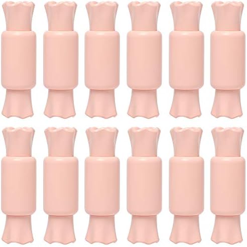 RONRONS 12 Pack Empty Lip Gloss Tube Candy Shape Plastic Lip Balm Containers Refillable DIY Cosmetics Reusable Sample Bottles,Pink