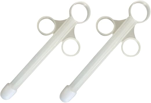 Lubricant Applicator Syringe, 10ml with Clear Scale, Smooth Rounded Tip, Reusable, 2 Pack