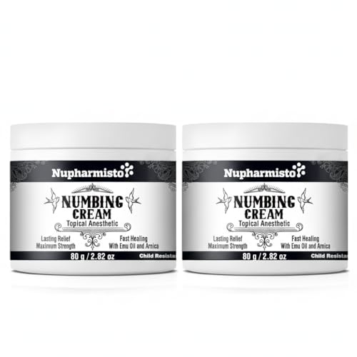 Nupharmisto 2 Pack Numbing Cream Maximum Strength : Long Lasting Numbing Cream with 5X Numbing - Emu Oil and Arnica 160 g / 5.64 oz relieves discomfort Caused by Hemorrhoids