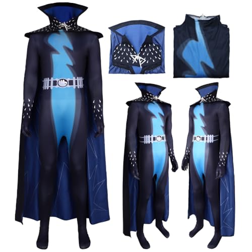 Erianthe Costume Outfit Black Jumpsuit Cloak Set Full Set (Black, 2XL)