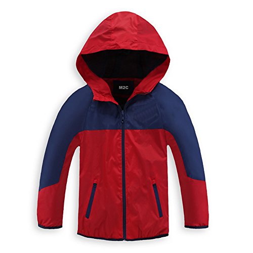 M2C Boys Quick Dry Full-Zip Hooded Light Windproof Windbreaker Jacket 8/9 Rose
