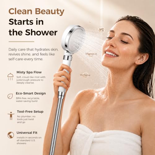 Korean Beauty VC Scent Handheld Filter Shower Head with Rotary Switch | Anti-Chlorine Hard Water Filter, Gentle Skin & Smooth Hair, Easy Install - image 2