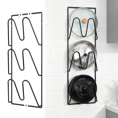 Rangement couvercle de casserole mural en acier robuste pour optimiser vos placards