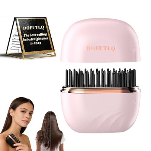 Mini Hair Straightener Portable 2026 Cordless Curling Iron Small Flat Steam Hair Straightener Brush Travel Hot Styling Tools for Women Wireless Tiny Ceramic Hairdressing Comb Size