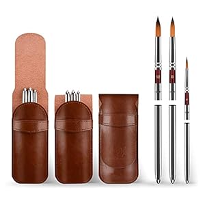 Aquarel reizen verf borstels draagbare 3 stks ronde puntige tip nylon haar met elegante kunstleer draagtas voor het…