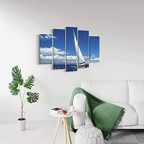 Tableau mer 5 pièces : la solution idéale pour réveiller un mur vide - 2