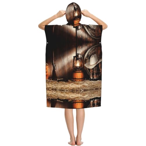 Poncho à capuche pour surf et plage avec serviette microfibre intégrée - 3