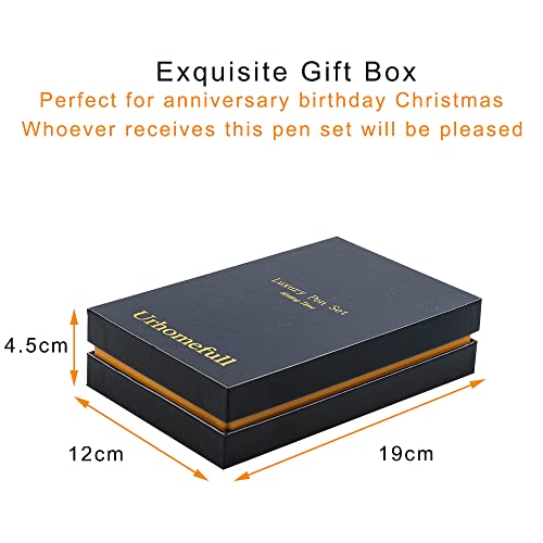 Urhomefull Stunning Luxury Rollerball Pen With 24K Gold Trim,Switzerland Tip With Black Ink Refills, Perfect Roller Ball Ponit Pen Gift Set For Men Women, Fancy Writing Set For Business,Gloss Black #TOP6
