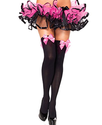 Leg Avenue Women's Satin Bow Accent Thigh Highs
