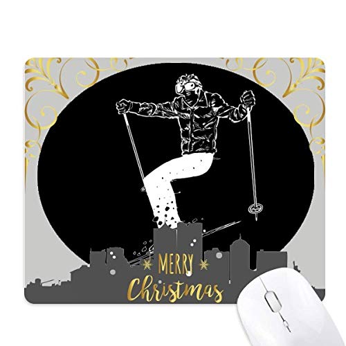 Tapis de souris ski de fond noir motif Noël en caoutchouc premium durable