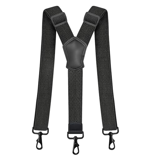 Pejoye Hosenträger für Herren 4cm Breit Arbeitshosen Stark Motorradhose Lang Y-Back 3 Karabinerhaken Einstellbar und Elastisch Einheitsgröße für Männer und Damen (Schwarz)