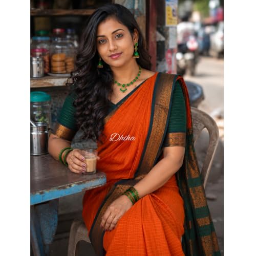 Image of Gadwal Cotton Silk Checked Saree for Women | Pure Kalyani Cotton Checked Saree with Zari Border Tassels & Blouse | Kanjivaram Linen Silk | Handloom Weave